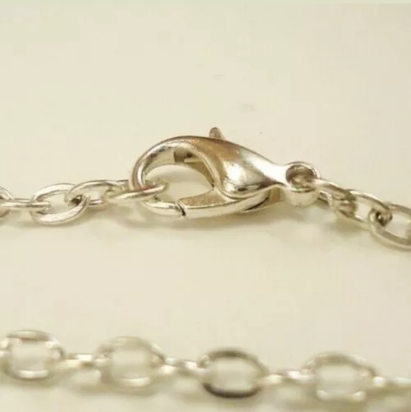 New Triple Moon Silver Glass Cabochon Necklace. - Picture 2 of 3